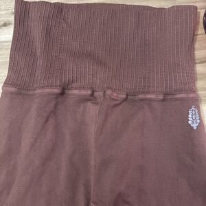 Free People Leggings XS Womens Rust Orange High Rise Capri Ribbed Waist